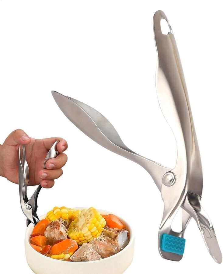 Kom Klem Schaalhouder Anti-verbranding Veilig Koken Eénhandig Bedienbaar 18.8 cm Zilver