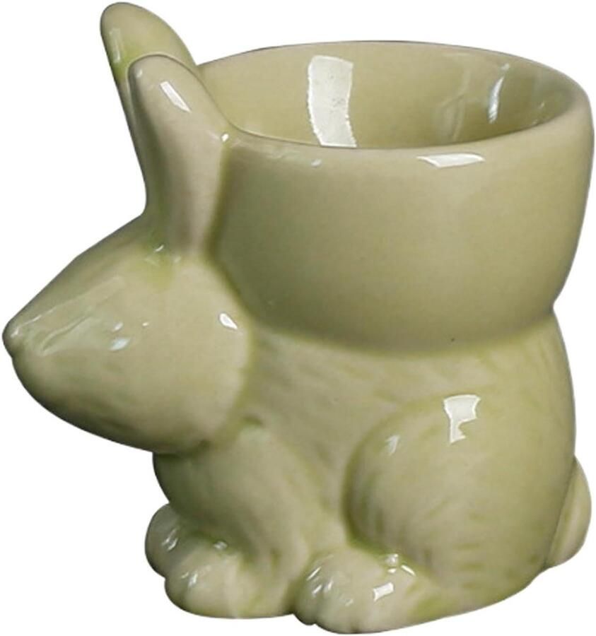 Porseleinen Eierdop Konijn Eierdopje Ontbijt Serveren Charmant Konijn Design 10 x 8 x 6 cm Wit