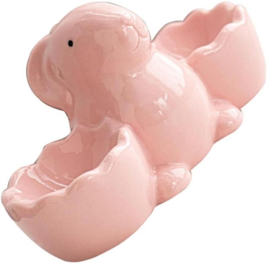 Konijnen Eierdopjes Eierhouders Keramiek Ontbijt Aankleden Handgemaakt Design 14 x 7.5 cm Wit Roze