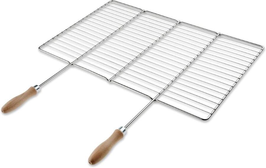 Kook en Grillrooster BBQ Rooster Buiten Koken Handgemaakt in EU 59x38cm Zilver