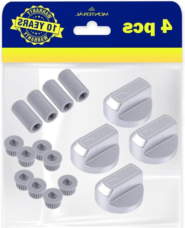 Kookfornuisknoppen Set Fornuisknoppen Ovenknoppen Gasfornuis Reparatie Universele Compatibiliteit Adapters 4 Stuks Satijn Grijs