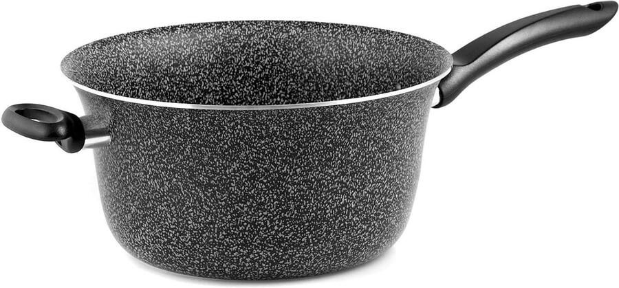 Kookketel met antiaanbaklaag Koekenpan Dagelijks koken Steen afwerking 24 cm Zwart zilver