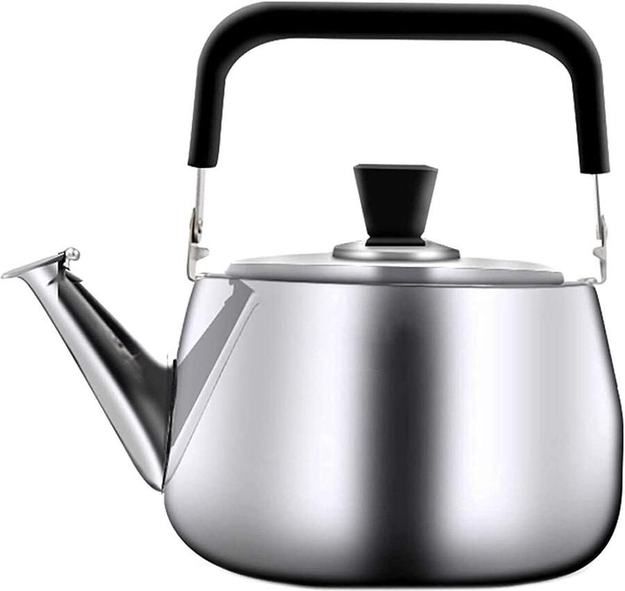 Kookketel Waterkoker Theepot Fluitketel Koffie en Thee Uniek Abstract Design 5 Liter Zilverkleurig