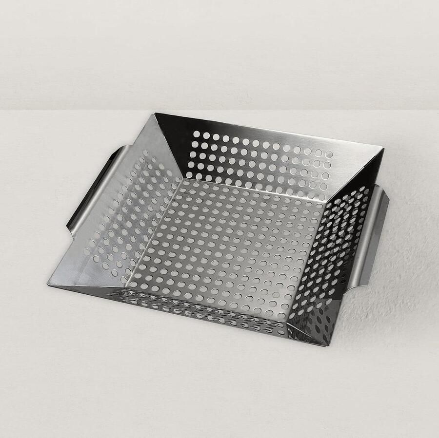 Kookmand Roestvrij Staal Grillmand Bakplaat Buiten Koken Grote Capaciteit 35 x 31 cm Zilverkleurig