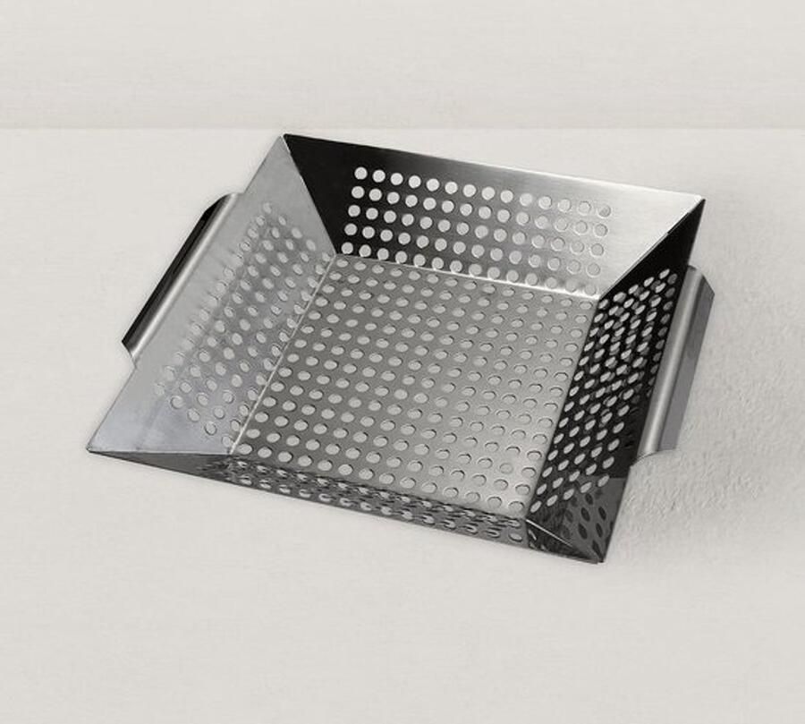 Kookmand Roestvrij Staal Grillmand Bakplaat Buiten Koken Grote Capaciteit 35 x 31 cm Zilverkleurig