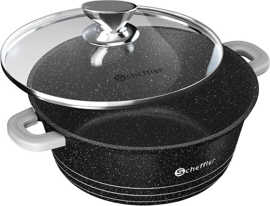 Kookpan 20 cm met Glazen Deksel en Antiaanbaklaag Geschikt voor Inductie