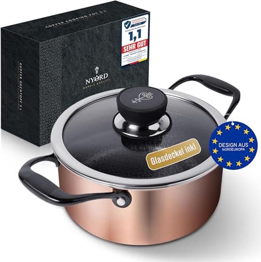 Kookpan 20 cm van koper met keramische coating – Geschikt voor gas- keramische- en inductiekookplaten