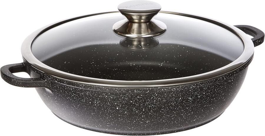 Kookpan 28 Cm Aluminium Met Antiaanbaklaag Steenlook Vaatwasmachinebestendig Geschikt Voor Inductie Gas Elektrisch Keramisch