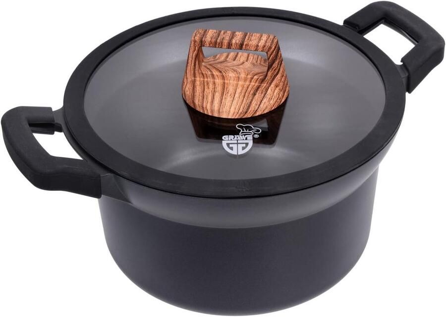 Kookpan Aluminium Gietpan Pan Heerlijke Maaltijden Anti-aanbaklaag 24 cm Zwart