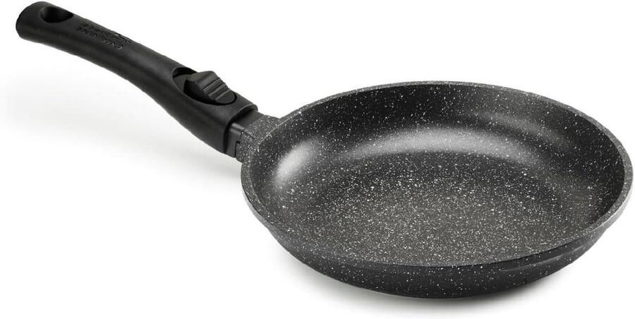 Kookpan Aluminium Sauspan Koekenpan Gelijkmatig Koken Steenachtige Antiaanbaklaag 24 cm Zwart