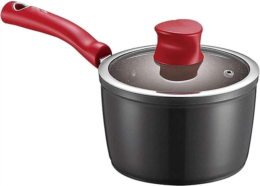 Kookpan Aluminium Steelpan Melkpan Snelle Maaltijden Stellar Stone Anti-aanbak 16 cm Zwart