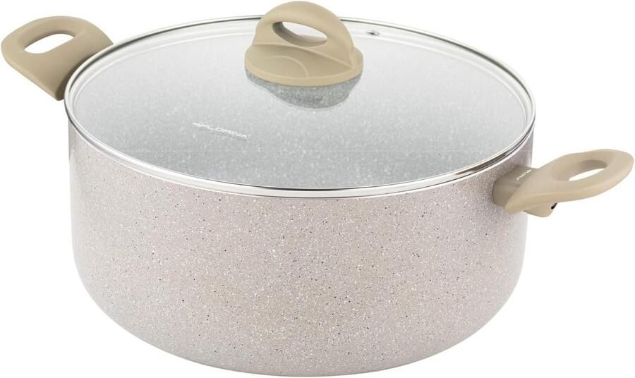 Kookpan Aluminium Steelpan met deksel Gezond Koken Snelle warmteverdeling 28 cm Grijs