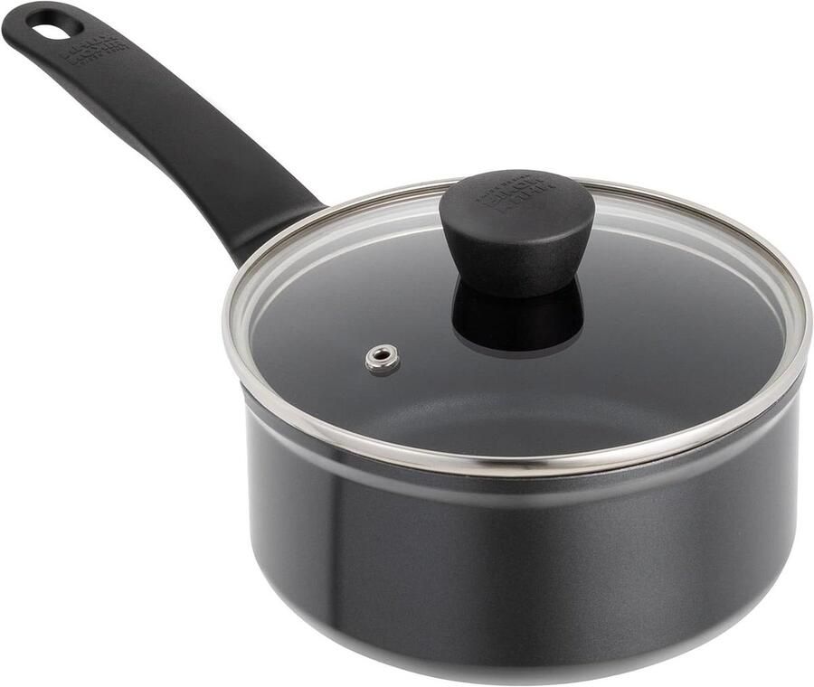 Kookpan Aluminium Steelpan Pan Dagelijks Koken PFOA-vrije Anti-aanbaklaag 18 cm 2.2 Liter Zwart