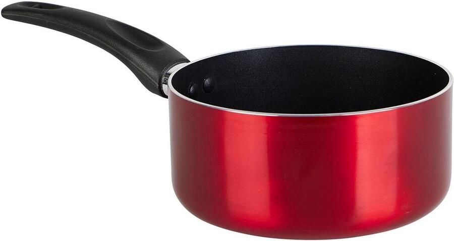 Kookpan Aluminium Steelpan Sauspan Dagelijks Koken Snelle Warmteverdeling Ø 18 cm Metallic Rood