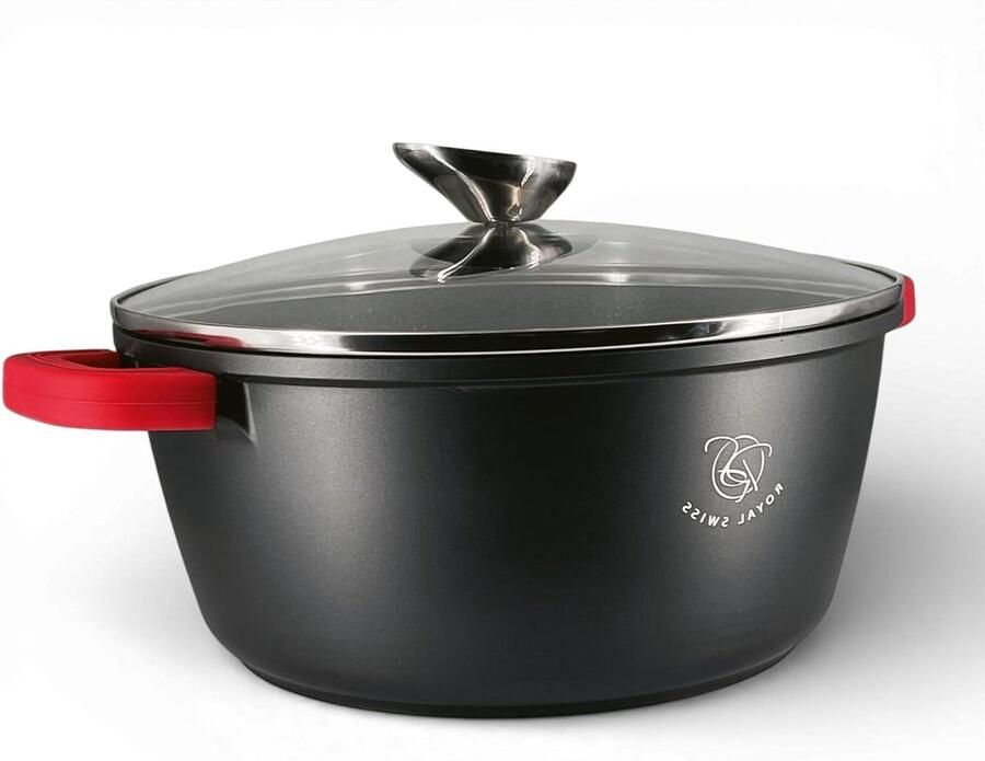 Kookpan Braadpan Steelpan Royale Maaltijden Bereiden Marmeren Antiaanbaklaag 28 cm Zwart