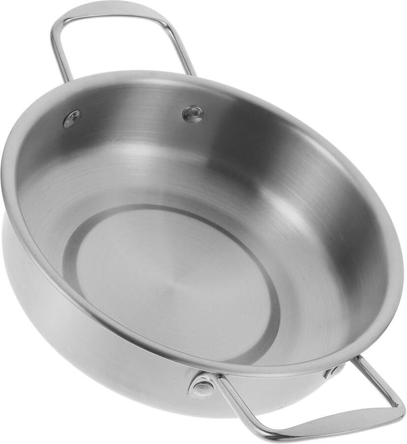 Kookpan Dubbele Handgreep Roestvrij Staal Warme Gerechten Bereiden Snelle Warmteverdeling 19 cm Breed Zilverkleurig