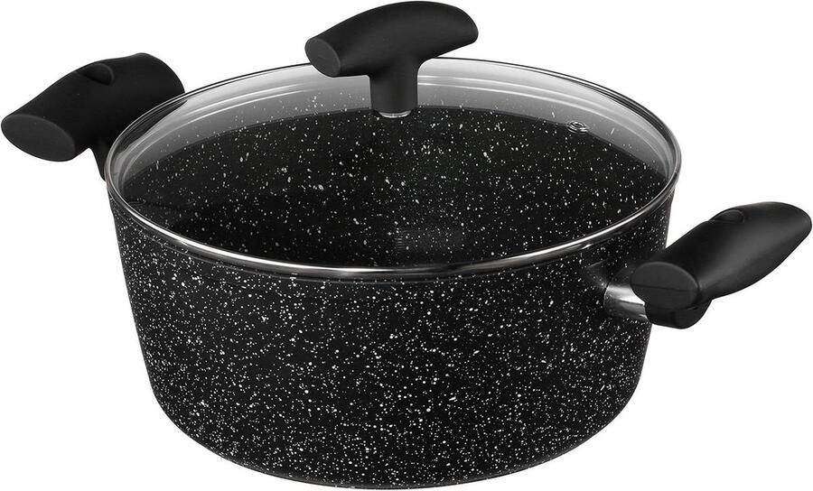 Kookpan Gesmeed Aluminium Antiaanbakpan Steellook Lekker Koken 3-Laags Steellook Coating 28 cm Grijs
