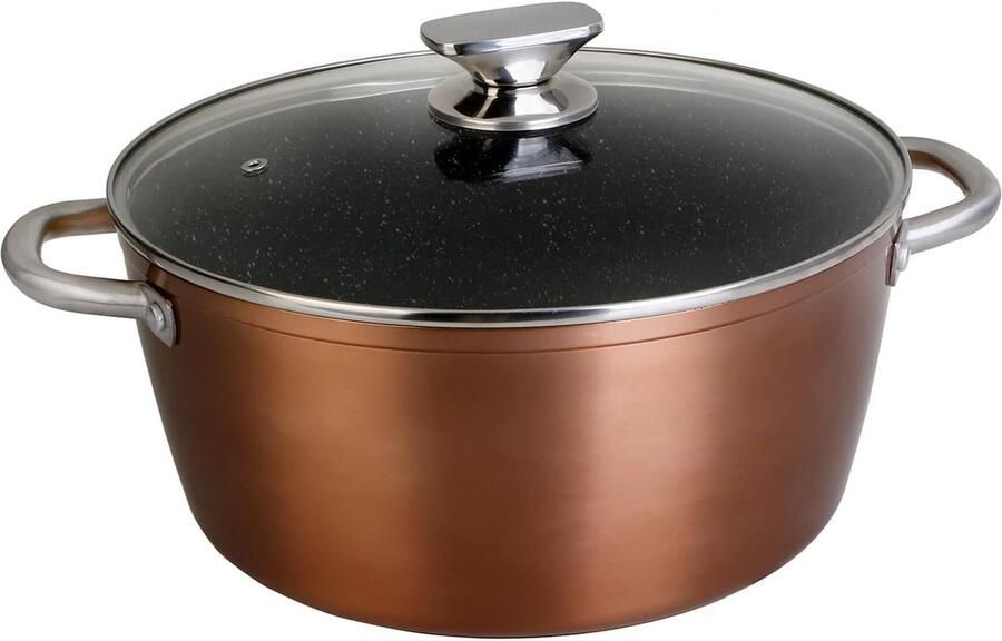 Kookpan Hoge pan Professioneel koken Anti-aanbaklaag 28 cm Koperkleurig