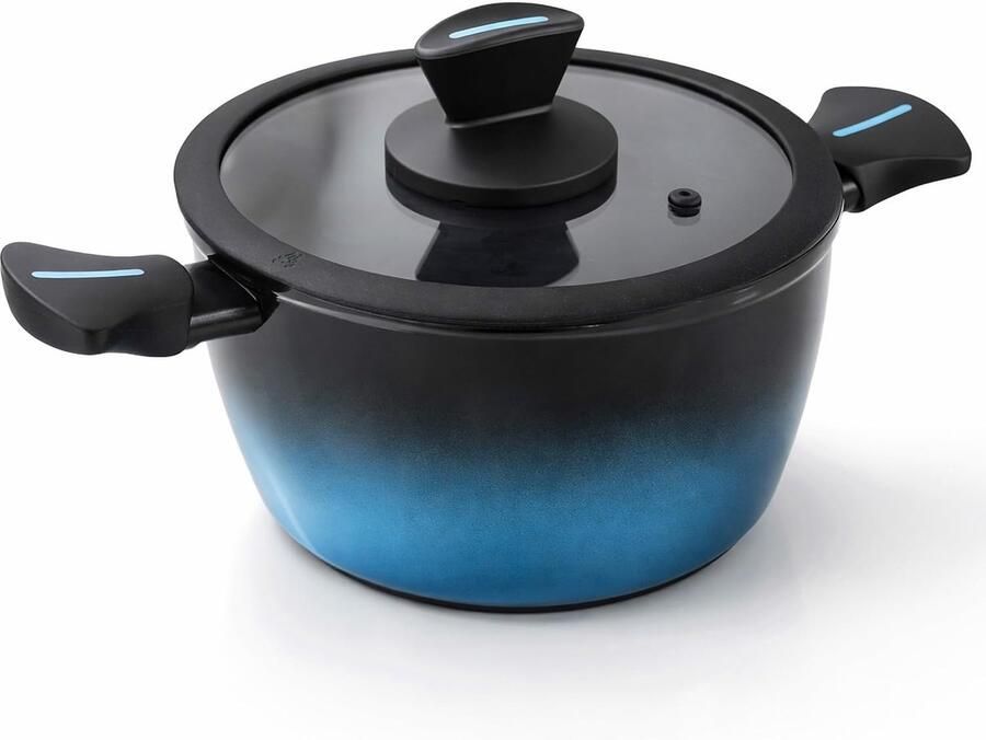 Kookpan Inductie Stevige Pan Lekker Koken Gesmeed Staal 20 cm Blauw Zwart