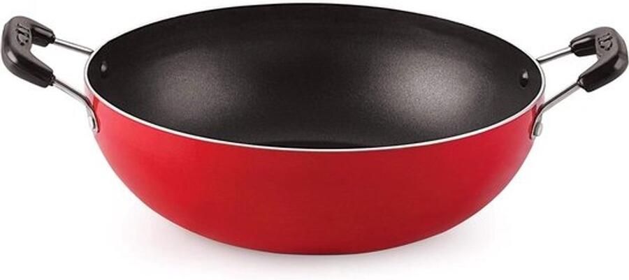 Kookpan Kadhai Koekenpan Groenten Koken Gelijkmatige Warmte 18.5 cm Rood