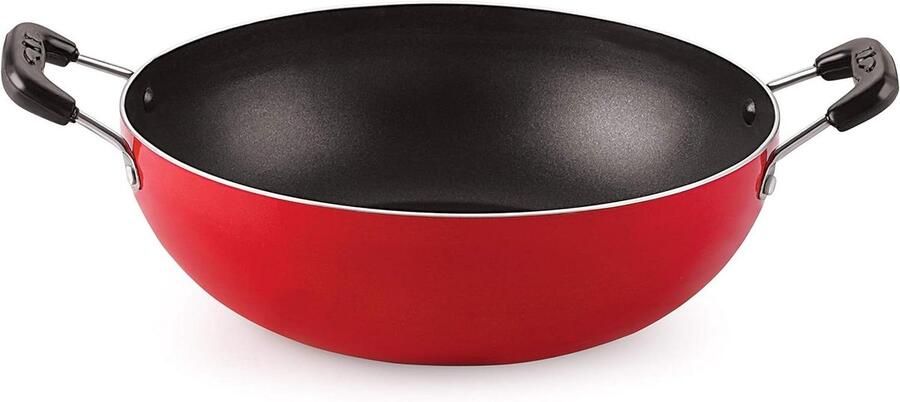 Kookpan Kadhai Koekenpan Groenten Koken Gelijkmatige Warmte 18.5 cm Rood