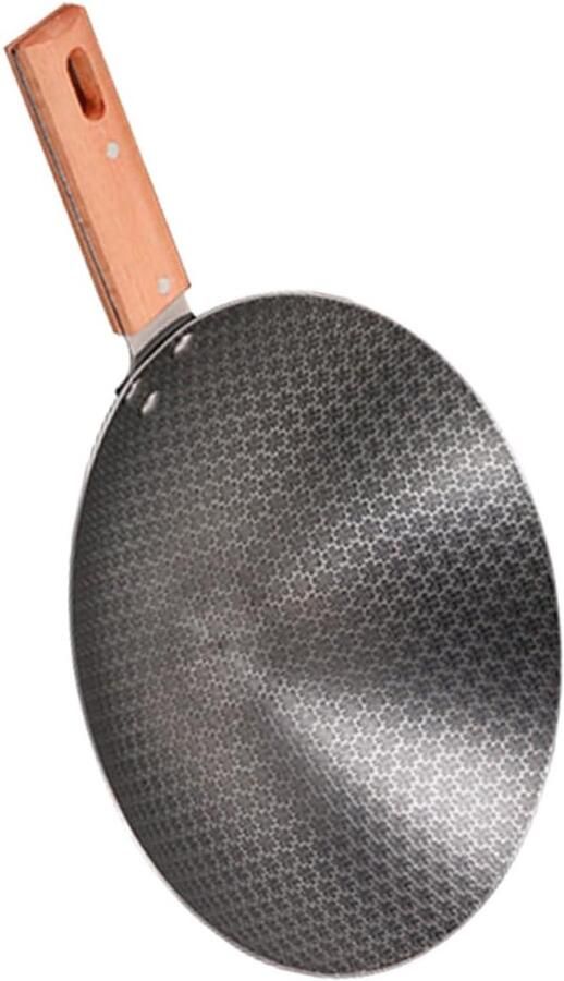 Japanse Wokpan Ijzeren Koekenpan Buiten Koken Hittebestendig Handvat 38x26x6 cm Grijs