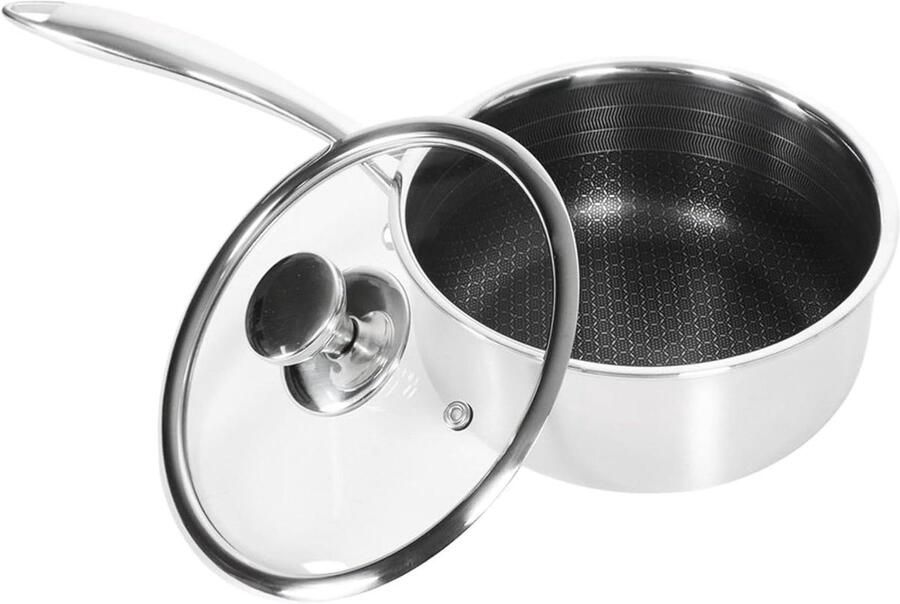 Kookpan Klein Steelpan Inductie Kleine Porties Bereiden Krasvrije Anti-aanbaklaag 16 cm Zilver