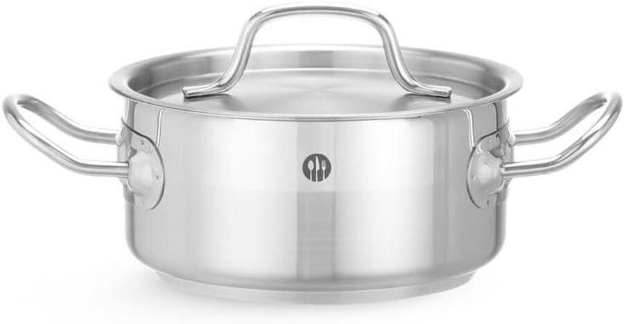 Kookpan laag Sauspan met deksel Koken en sudderen Sandwich bodem inductie 1.5 liter Zilver
