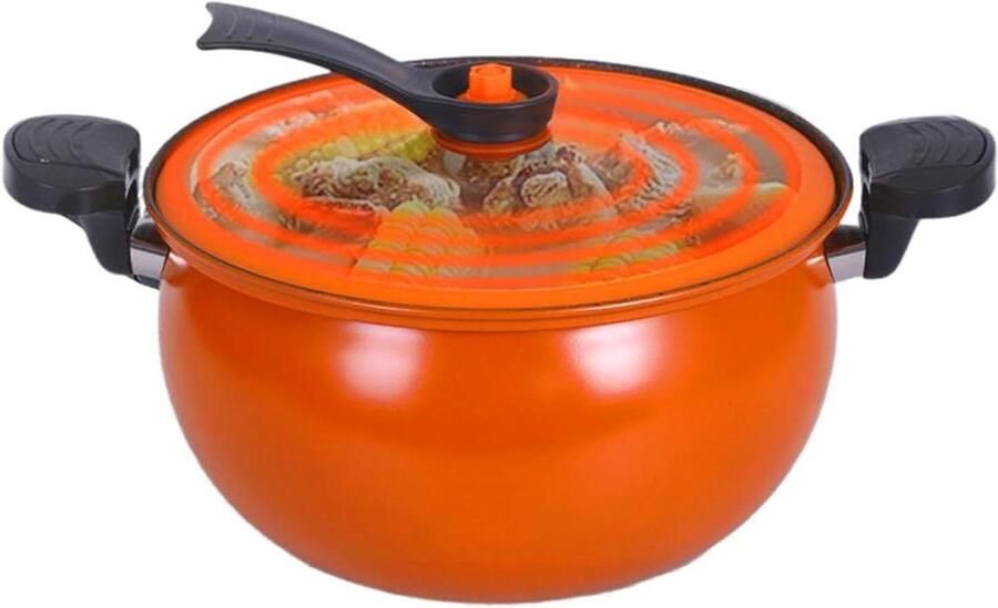 Kookpan met antiaanbaklaag Diepe braadpan Soeppan Gezinsmaaltijden bereiden Krasbestendige bodem 23 cm Oranje
