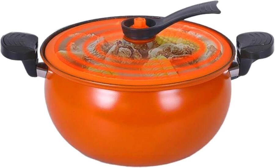 Kookpan met antiaanbaklaag Soeppan Braadpan Gezinsmaaltijden Bereiden Krasbestendige bodem 23 cm Oranje