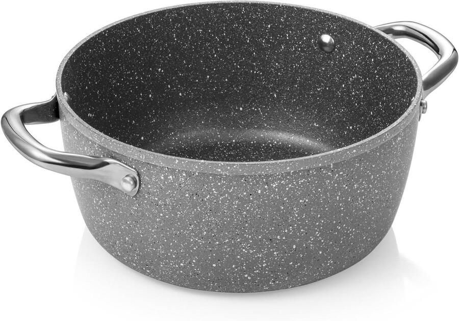 Kookpan met antiaanbaklaag Steelpan Sauspan Maaltijden Bereiden Steenlook antiaanbaklaag 24 cm 44 liter Grijs