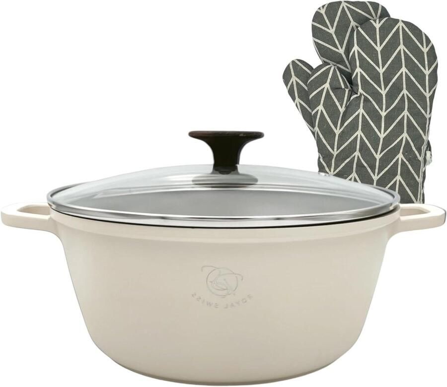 Kookpan met coating Soeppan Braadpan Maaltijden Bereiden Afneembare siliconen handgrepen 4 liter Beige
