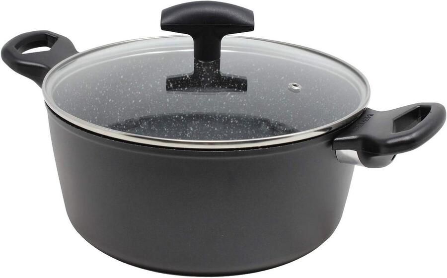 Kookpan met deksel Aluminium pan Gelijkmatig koken 4-laags anti-aanbaklaag 42 x 28 x 14 cm Zwart