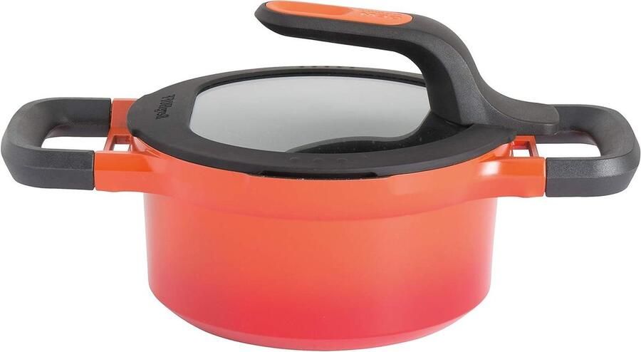 Kookpan met deksel Aluminium pan Kleine porties koken Snelle warmteverdeling 19.5 cm Oranje