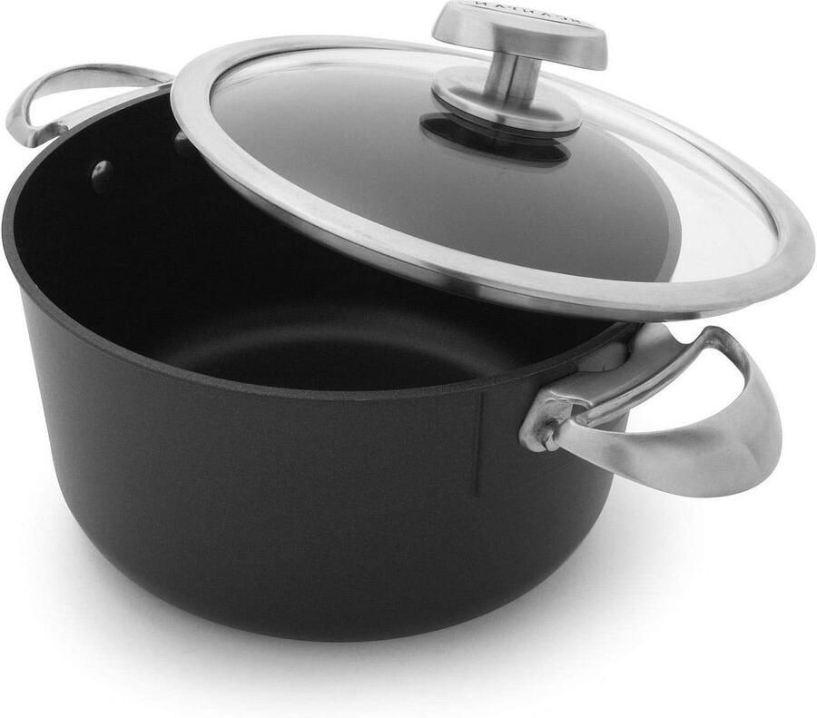 Kookpan met deksel Antiaanbakpan Gezond koken Snelle temperatuurverdeling 24 cm Zwart