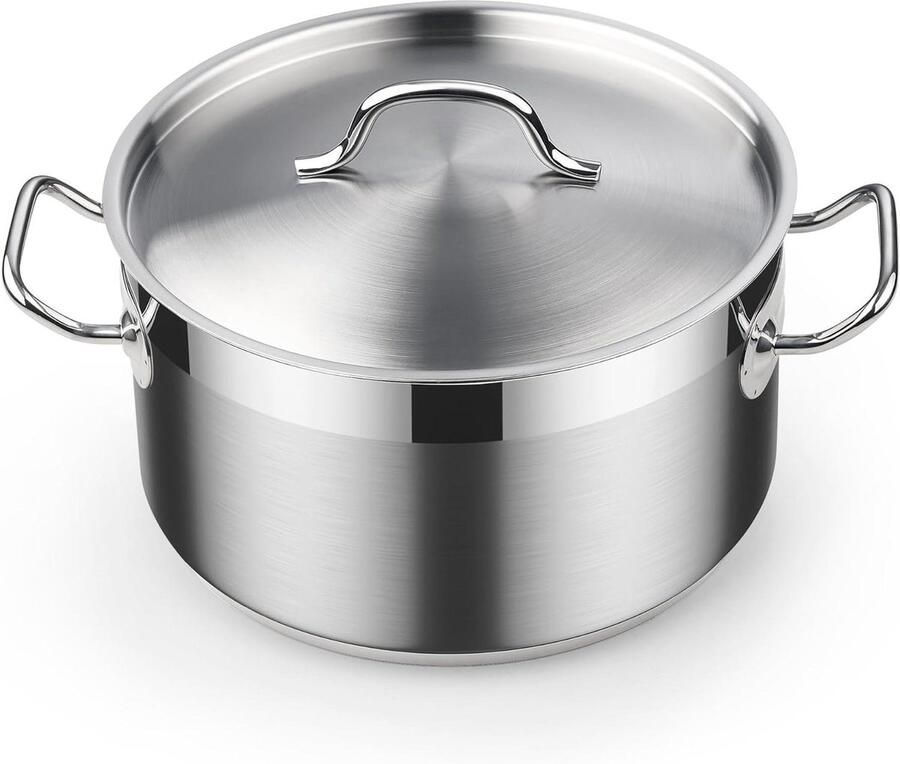 Kookpan met deksel Braadpan Stoofpan Gelijkmatig Koken Aluminium Capsule Bodem 6 liter Zilver