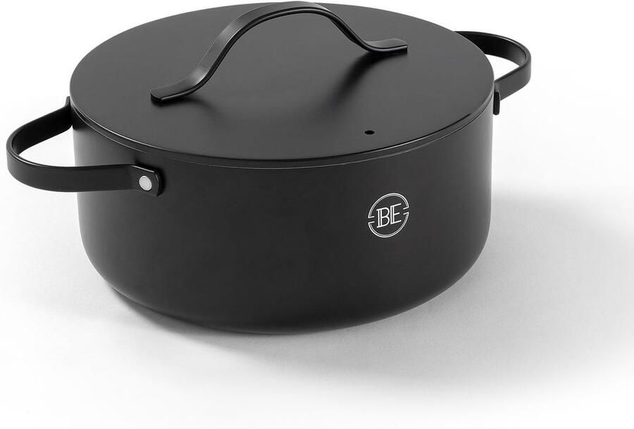Kookpan met Deksel Braadpan Stoofpan Licht Koken Keramische Antiaanbaklaag Ø 24 cm Zwart