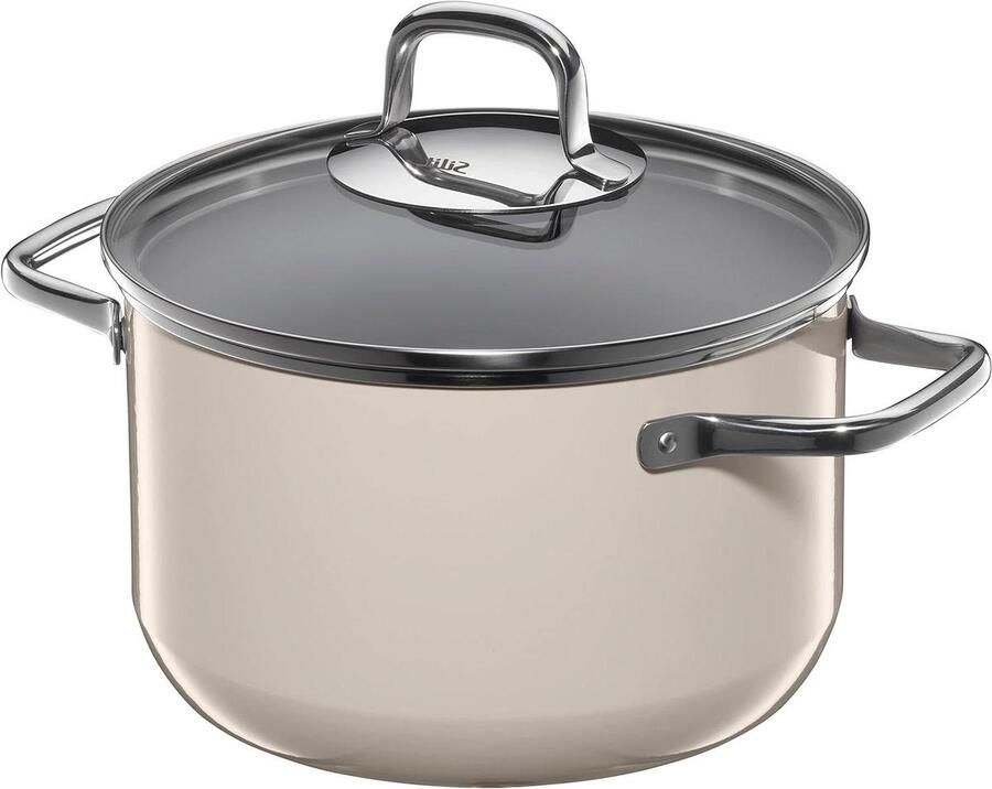 Kookpan met Deksel Braadpan Vleespan Koken op Inductie Nikkelvrije Keramiek 20 cm 37 liter Macadamia