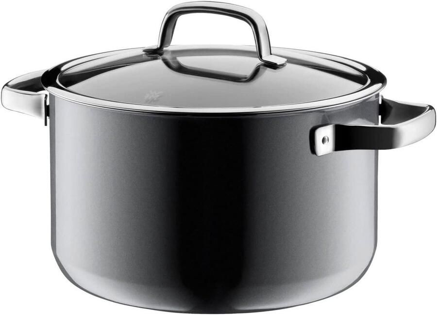 Kookpan met Deksel Braadpan Vleespan Stoofschotels Maken Krasbestendig Keramisch Materiaal 24 cm 6.4 L Grijs