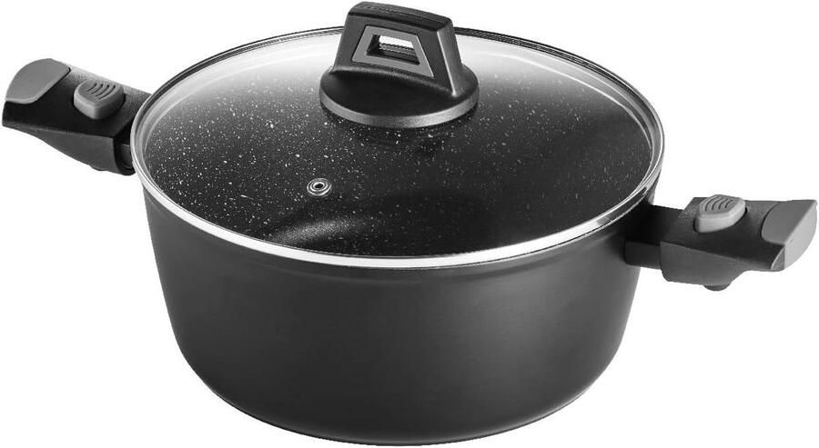 Kookpan met Deksel Forced Aluminium Pan Lekker Koken Afneembare Handgreep 24 cm Diameter Zwart