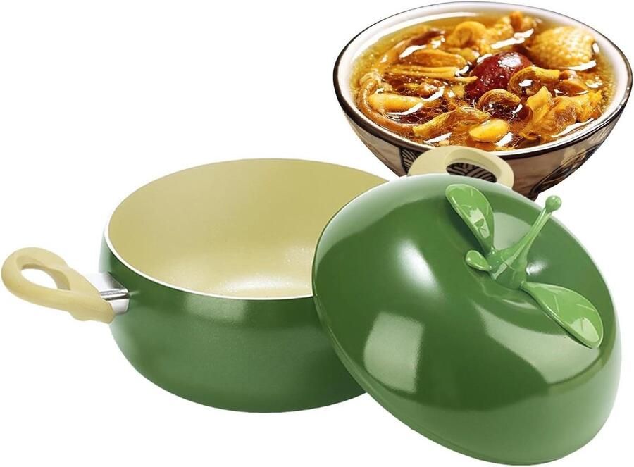 Kookpan met deksel Fruittopfrypan Maaltijden Bereiden Antiaanbaklaag 25.5 cm breed Avocado