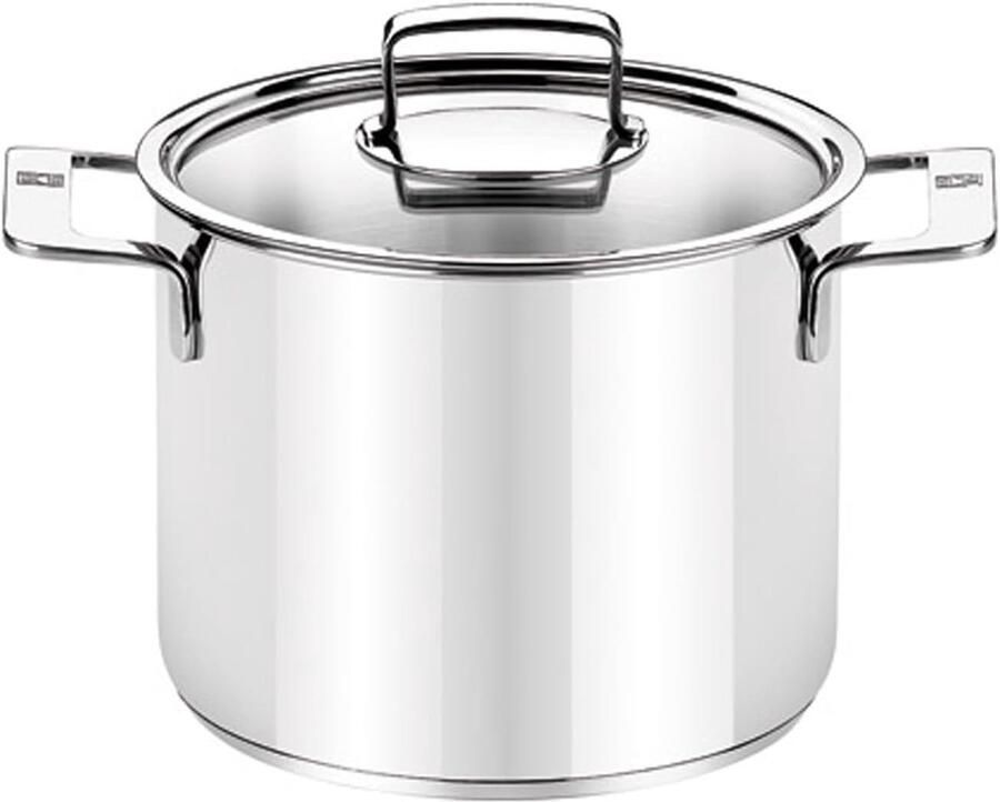 Kookpan met deksel Gla deksel Koken op inductie Gepolijste afwerking 2.5 Liter Wit
