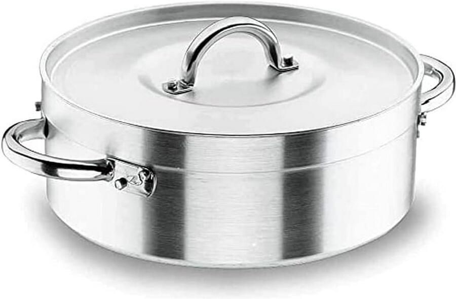 Kookpan Met Deksel Grote Pan Grote Maaltijden Maken Thermische Sandwichbodem 32 cm Zilver