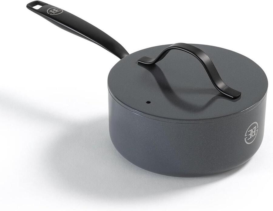 Kookpan met deksel Kleine pan Dagelijks koken Keramische antiaanbaklaag Ø 18 cm Grijs