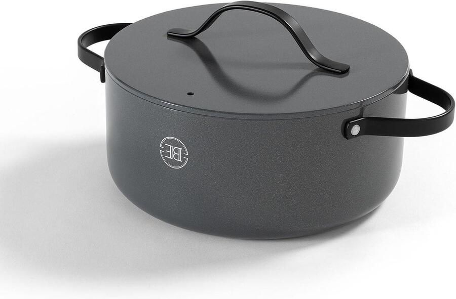 Kookpan met deksel Koekenpan Braadpan Gezond Koken Keramische antiaanbaklaag Ø 28 cm Grijs