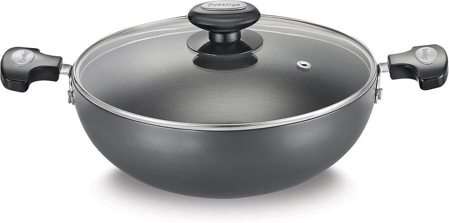 Kookpan met Deksel Koekenpan Wok Dagelijks Koken Gas en Inductie 24 cm Zwart