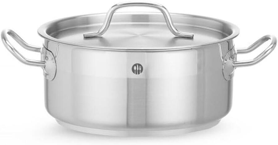 Kookpan met deksel Lage pan Koken en braden Naadloze inductiebodem 2.8 liter Zilver