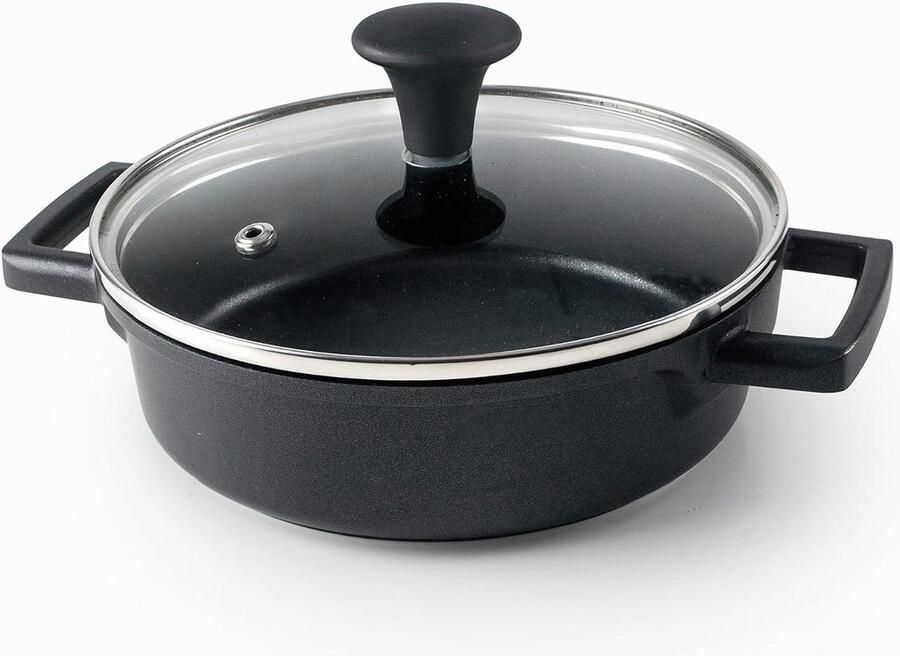 Kookpan met deksel Mini pan Gezond koken Gegoten aluminium Ø 16 cm Zwart