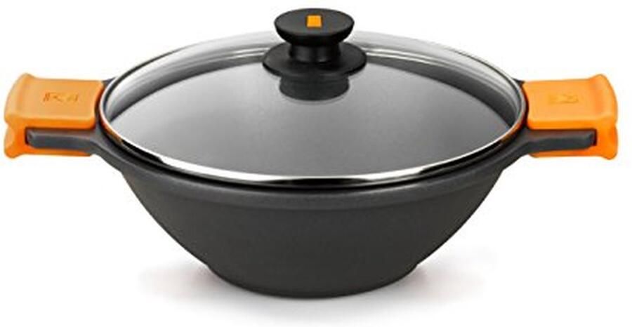 Kookpan met deksel Roerbakpan Maaltijden bereiden Gegoten aluminium 42 liter Zwart