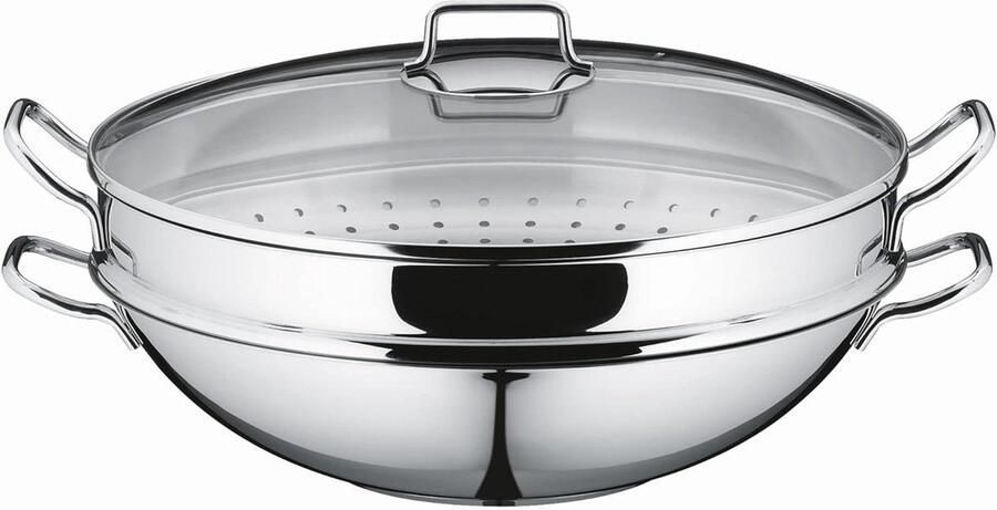 Kookpan met Deksel Roerbakpan Snel Koken Energiebesparend 4 liter Zilver